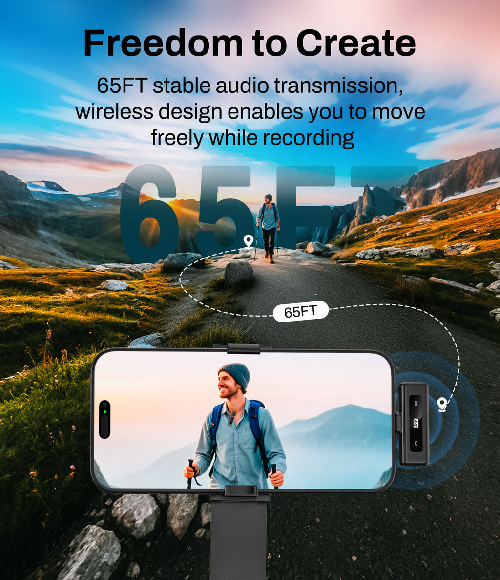 Wireless Lavalier Microphone for USB-C, Plug & Play Clip-On Mic with Active Noise Reduction, Long Battery Life, Wide Compatibility for iPhone 15/Android/PC/Vlog/YouTube